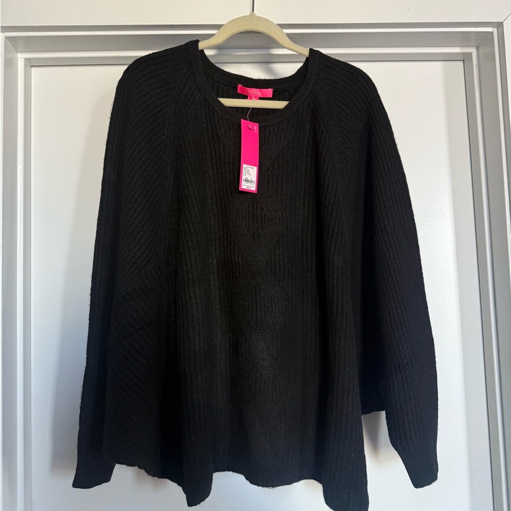 Lilly Pulitzer Arienza Dolman Sleeve Sweater, black, XL